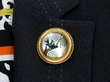 Essex Crystal and Gold Bird Brooch wearing