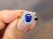 vintage Octagonal Sapphire Ring with Diamonds