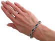 Blue Sapphire and Diamond Bracelet in White Gold on wrist