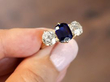 antique Victorian Sapphire Trilogy Engagement Ring in Gold
