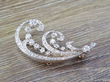 Victorian Scrolling Feather Diamond Brooch in Yellow Gold