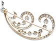 Scrolling Feather Diamond Brooch in Yellow Gold reverse