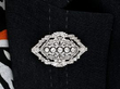 Art Deco 3.83 Carat Diamond Brooch in Platinum wearing