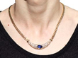 18ct Yellow Gold Sapphire and Diamond Necklace wearing