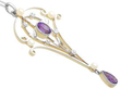 yellow gold Art Nouveau Amethyst Pendant with Pearls