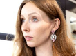 Art Deco Ruby and Diamond Earring wearing