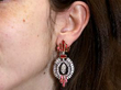 Art Deco Ruby and Diamond Earring in ear