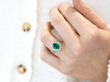 Zambia Oval Cut Emerald and Diamond Ring wearing