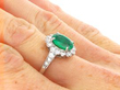 Zambia Oval Cut Emerald and Diamond Ring on hand