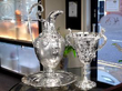 silver wine ewer and silver presentation cup