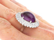 Amethyst and Diamond White Gold Ring being worn