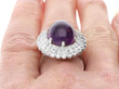 Amethyst and Diamond White Gold Ring on finger