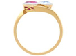 setting of Antique Pink and Blue Sapphire Ring in Yellow Gold