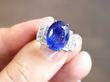 Vintage Oval Cut Sapphire Ring with Diamonds in white gold