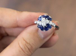 vintage Floral Sapphire and Diamond Ring in White Gold