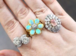 gemstone rings on hand