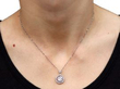 1920s Diamond Halo Pendant Necklace in Platinum wearing