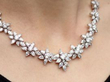 Floral Diamond Statement Necklace being worn