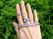 sapphire bracelet and rings outside
