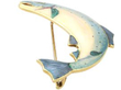 Enamel Salmon Brooch in Yellow Gold side
