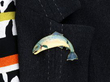 Enamel Salmon Brooch wearing