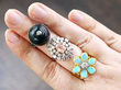 Antique Bloodstone Ring on Finger