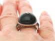 Finger Wearing Antique Bloodstone Ring in White Gold