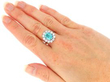 antique Blue High Zircon Cluster Ring in White Gold wearing