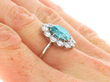 Blue High Zircon Cluster Ring in White Gold on finger