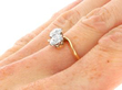 Antique 2 Stone Twist Diamond Ring in Yellow Gold being worn