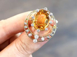yellow gold Vintage Orange Topaz Brooch with Diamonds