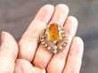 Vintage Orange Topaz Brooch with Diamonds