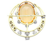 Vintage Orange Topaz Brooch with Diamonds reverse