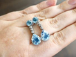 Vintage Aquamarine Diamond Drop Earrings in white gold