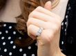 2.86 Carat Diamond Trilogy Ring in Platinum on Hand