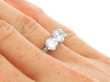 2.86 Carat Diamond Three Stone Ring in Platinum on Hand