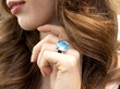 Aquamarine Ring with Onyx wearing