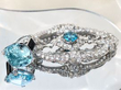 aquamarine ring and zircon brooch