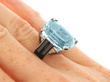 Aquamarine Ring with Onyx being worn