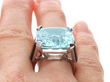 Aquamarine Ring with Onyx on finger