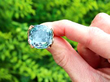 Cushion Cut Aquamarine Ring in Yellow Gold outside