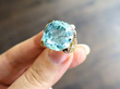 Cushion Cut Aquamarine Ring in Yellow Gold