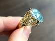 vintage Cushion Cut Aquamarine Ring in Yellow Gold