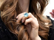 Cushion Cut Aquamarine Ring in Yellow Gold being worn