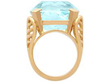 setting of Cushion Cut Aquamarine Ring in Yellow Gold