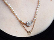 pearl necklace with diamond clasp wearing