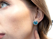 Vintage Blue Zircon Earring with Diamonds wearing