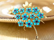 Sapphire Turquoise Brooch