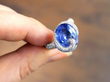 Sri Lankan Sapphire and Diamond Ring in white gold