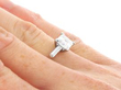 Antique Square Cut Diamond Engagement Ring on hand